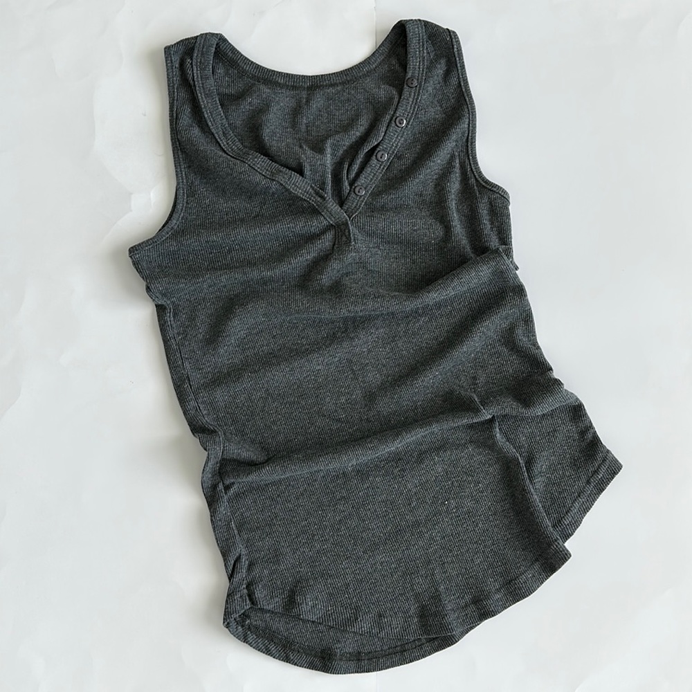 Gray Ribbed Tank Top Sz Sm